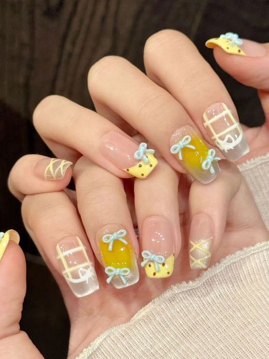 PINK YELLOW BOW