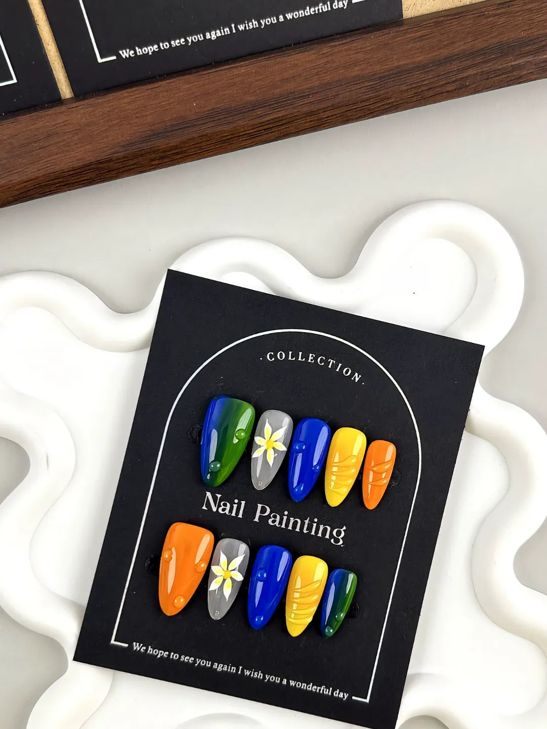 HAND-PAINTED FIVE FLOWER