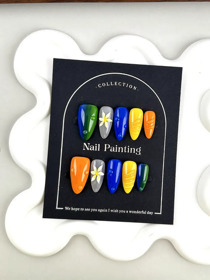 HAND-PAINTED FIVE FLOWER