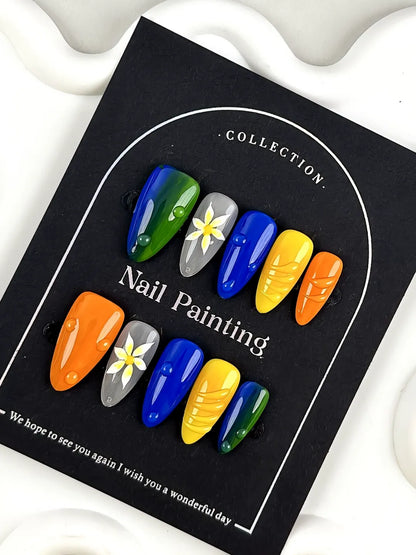 HAND-PAINTED FIVE FLOWER