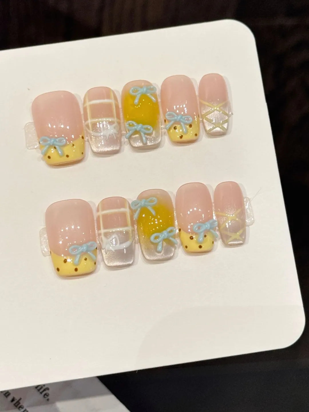 PINK YELLOW BOW
