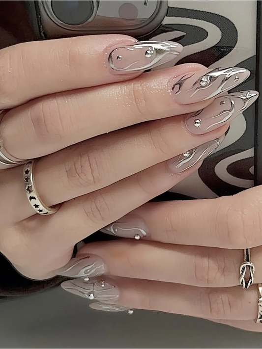 SILVER SWIRL NAILS